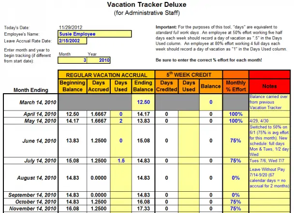 employee tracking template