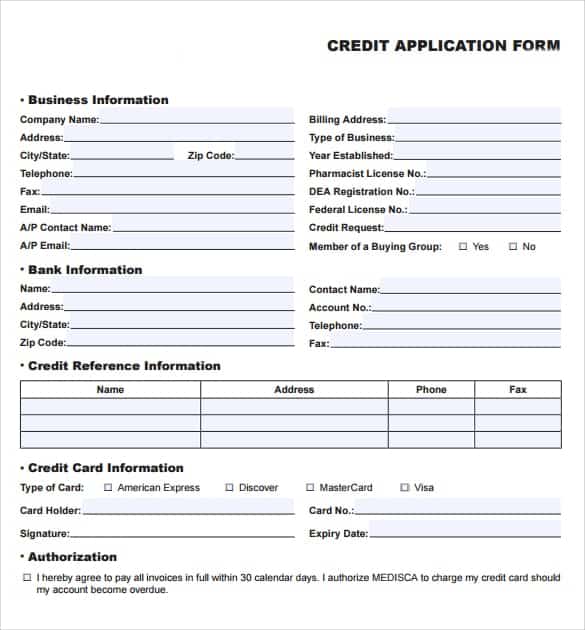 Corporate Credit Application Template