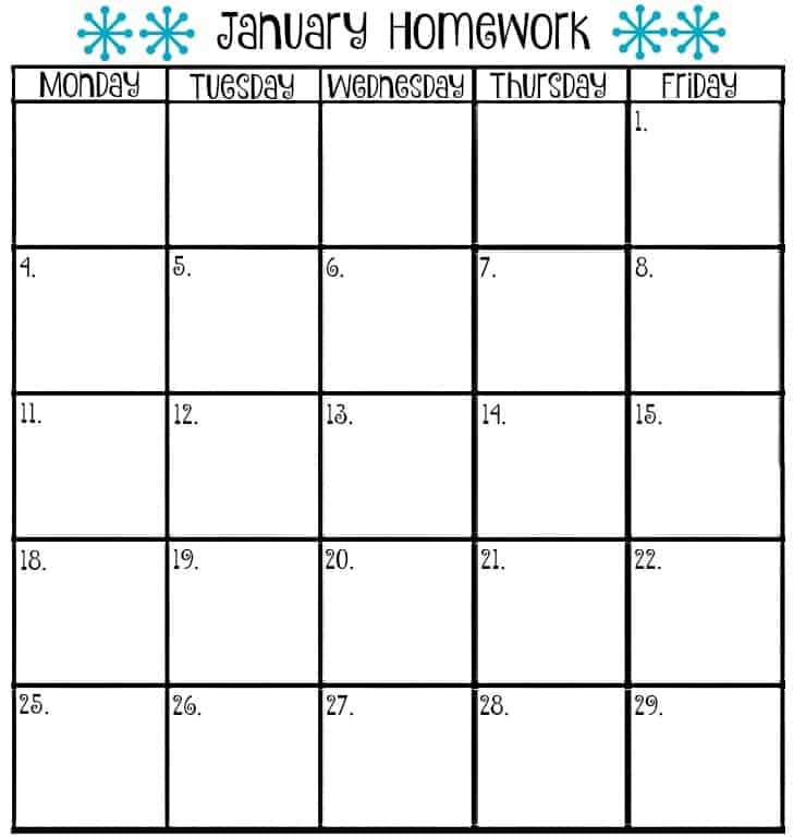 9 Homework Calendar Templates Excel Templates