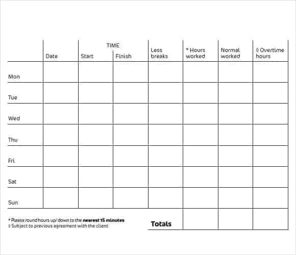 9 Free Printable Time Cards Templates Excel Templates