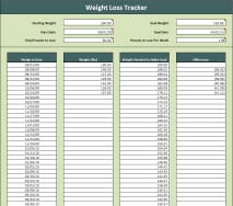 Group Weight Loss Chart Template