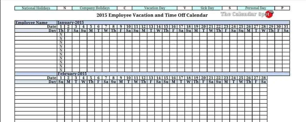employee vacation tracker template 444