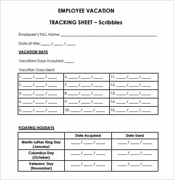employee vacation tracker template 555