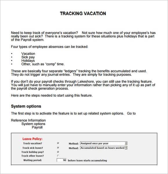 employee vacation tracker template 777