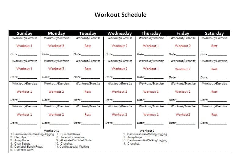 13 Free Fitness Calendar Templates Excel Templates