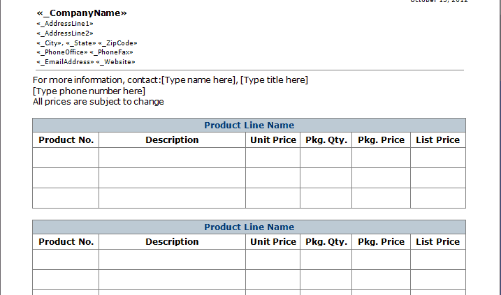 pricing template 333