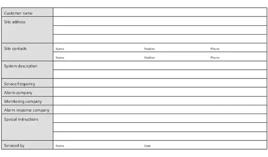 service log templaet 222