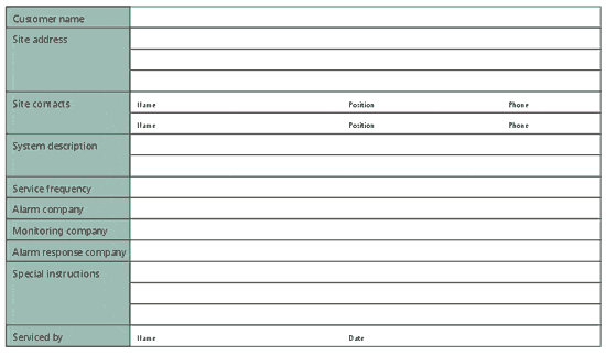 service log templaet 888