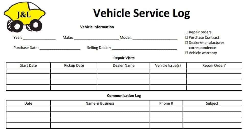 service log template 111