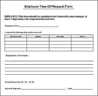 time off request form template 111