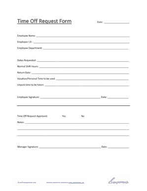 time off request form template 222