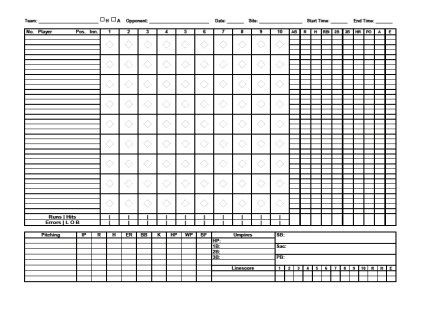 baseball score sheet temlate 8784