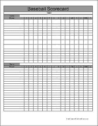baseball score sheet temlate 9451