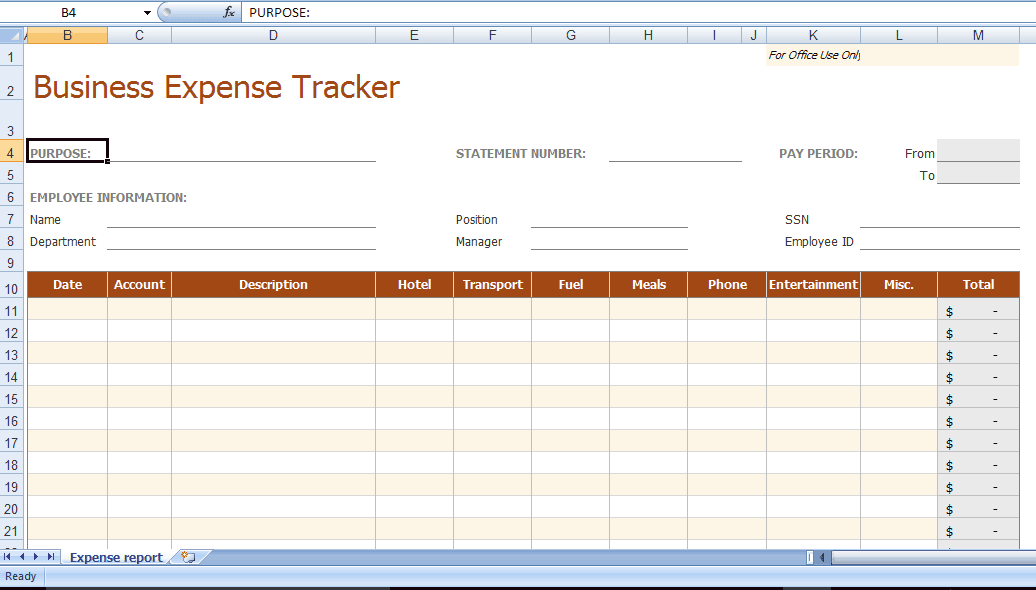 8+ Business Expense Tracker Templates - Excel Templates