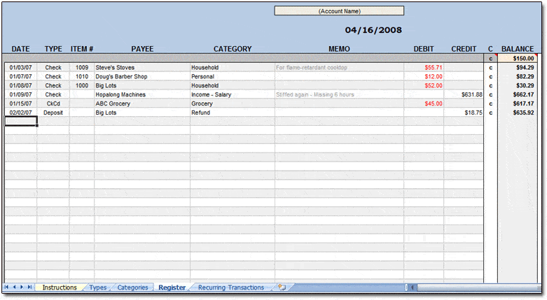 Excel Checkbook Register Template Software from www.getexceltemplates.com