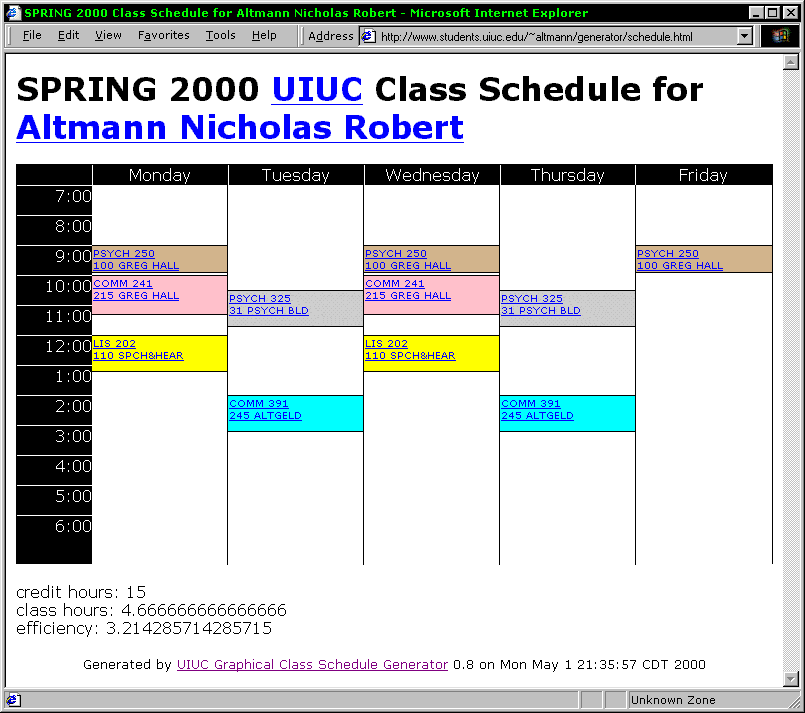 class schedule template 333