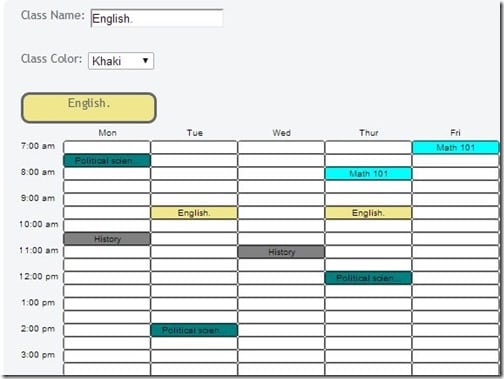 class schedule template 555
