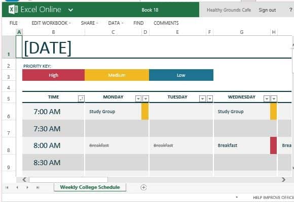 class schedule template 666