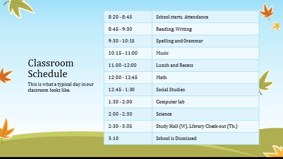 class schedule template 999