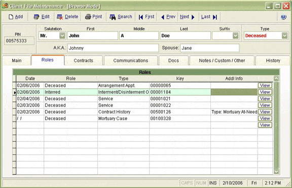 client database template 333