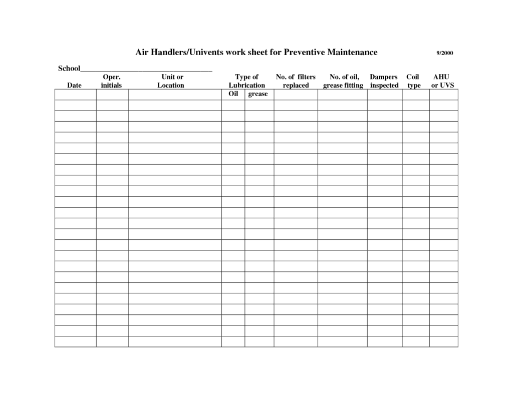 facility maintenance checklist template 15432