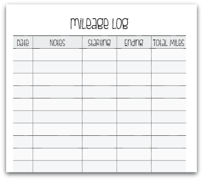 mileage log template 333