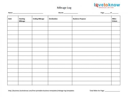 mileage log template 444