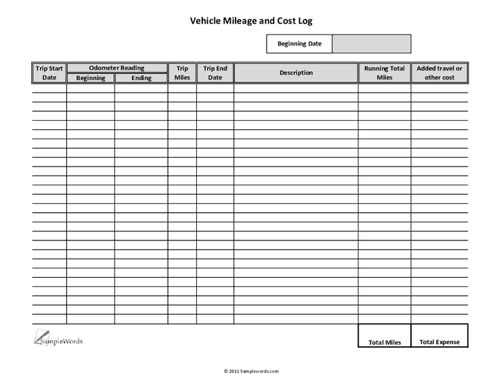 mileage log template 666