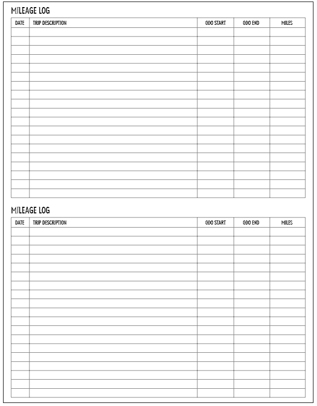 mileage log template 777