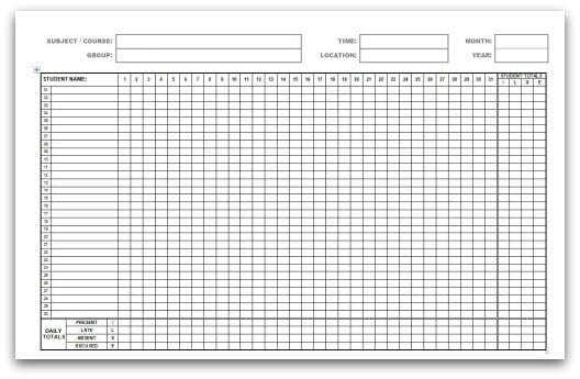 monthly attendance sheet template 333