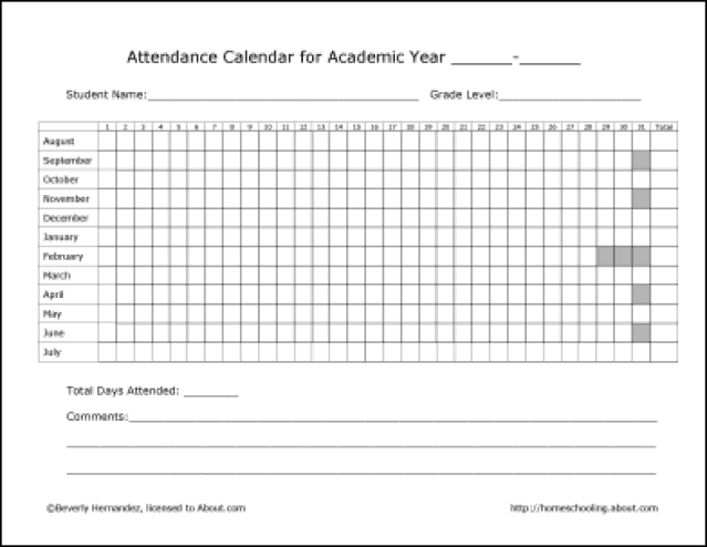 monthly attendance sheet template 444