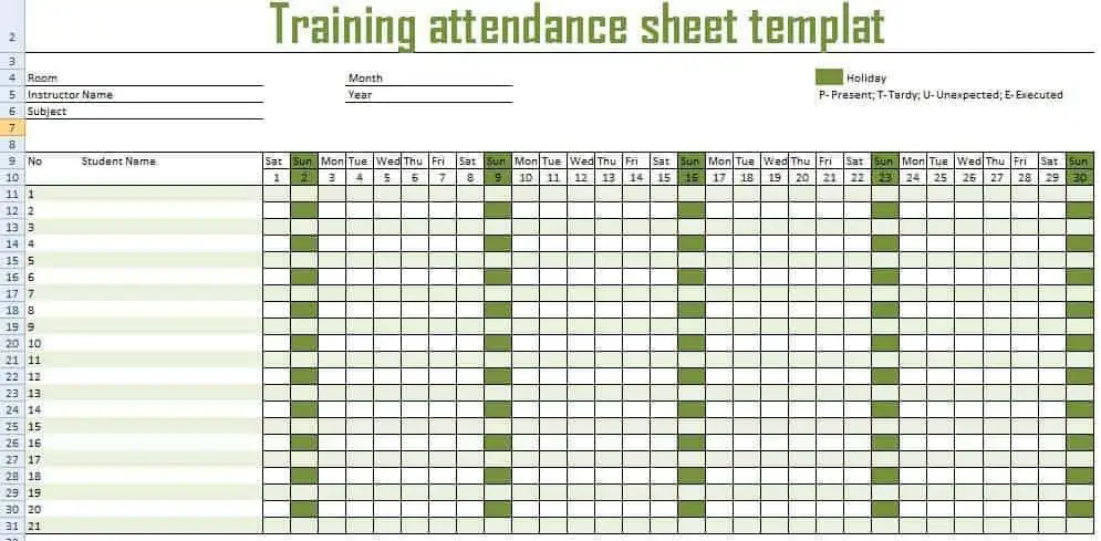 monthly attendance sheet template 999