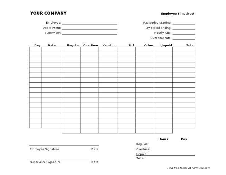 Employee Monthly Timesheet Template Excel