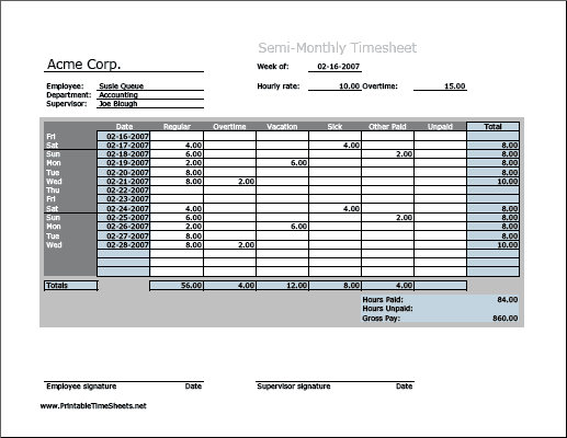 monthly timesheet template 666