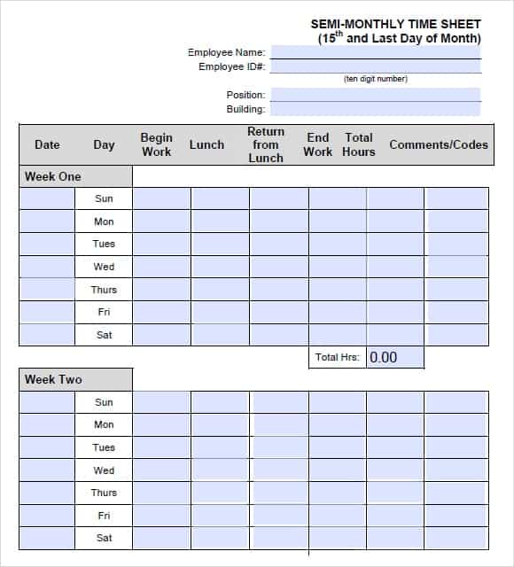 9+ Monthly Timesheet Templates Excel Templates