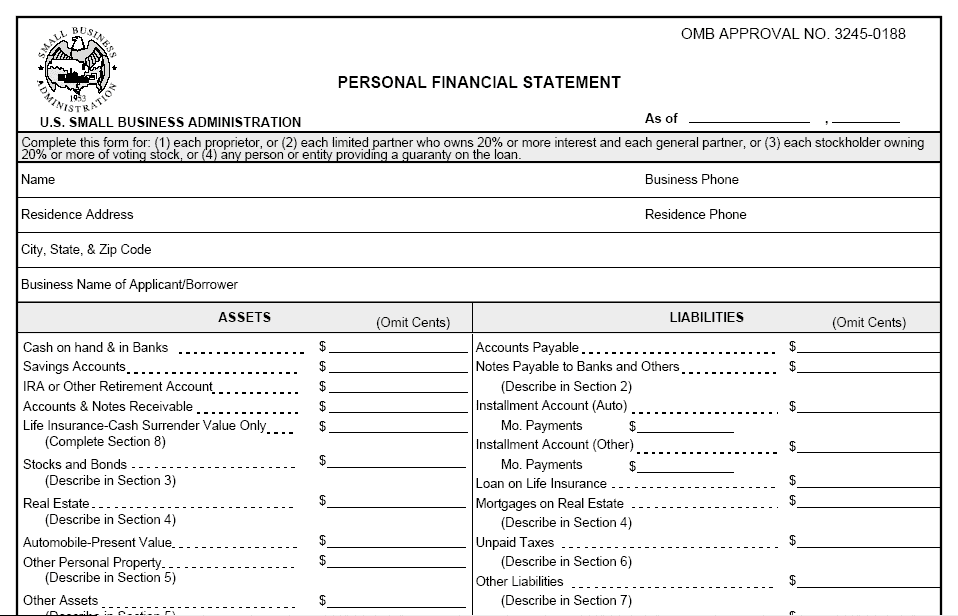 personal financial statement template 1541