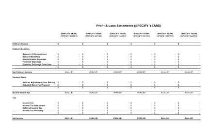 profit and loss template 1010