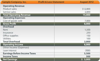 profit and loss template 777