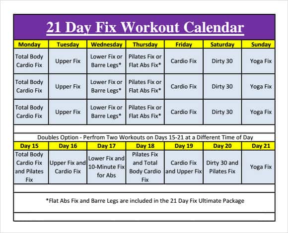 13+ Free Fitness Calendar Templates - Excel Templates
