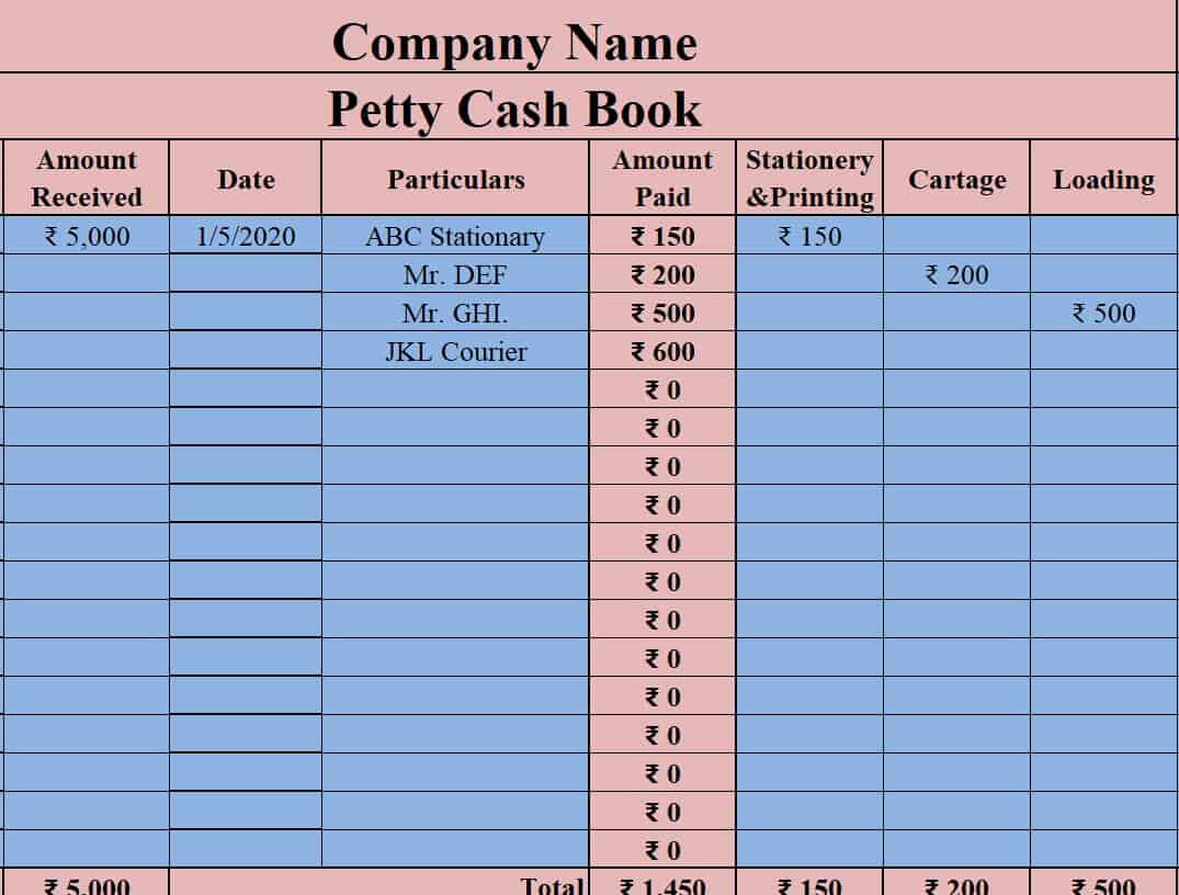 Free 14 Petty Cash Log Templates Excel Excel Templates