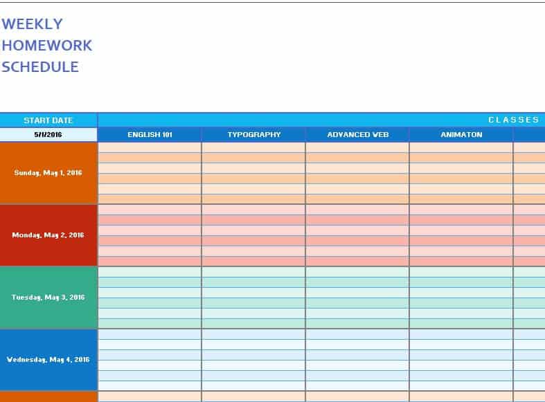 10+ Sample Weekly Schedule Templates Excel - Excel Templates