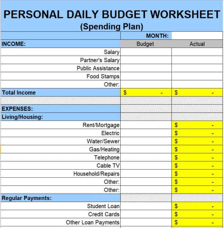 Top 7 Daily Budget Templates (PDF & EXCEL) Excel Templates