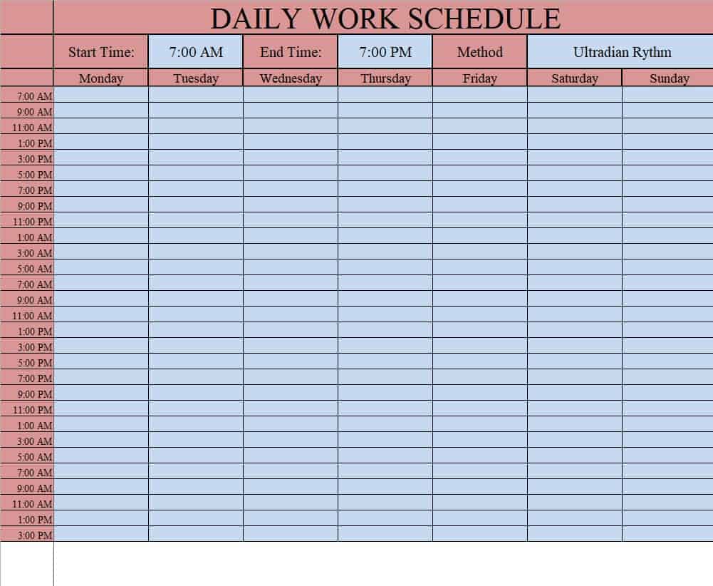 13+ FREE Daily Work Schedule Excel Templates - Excel Templates