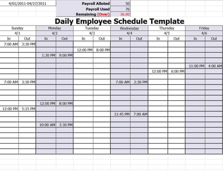 13+ FREE Daily Work Schedule Excel Templates - Excel Templates