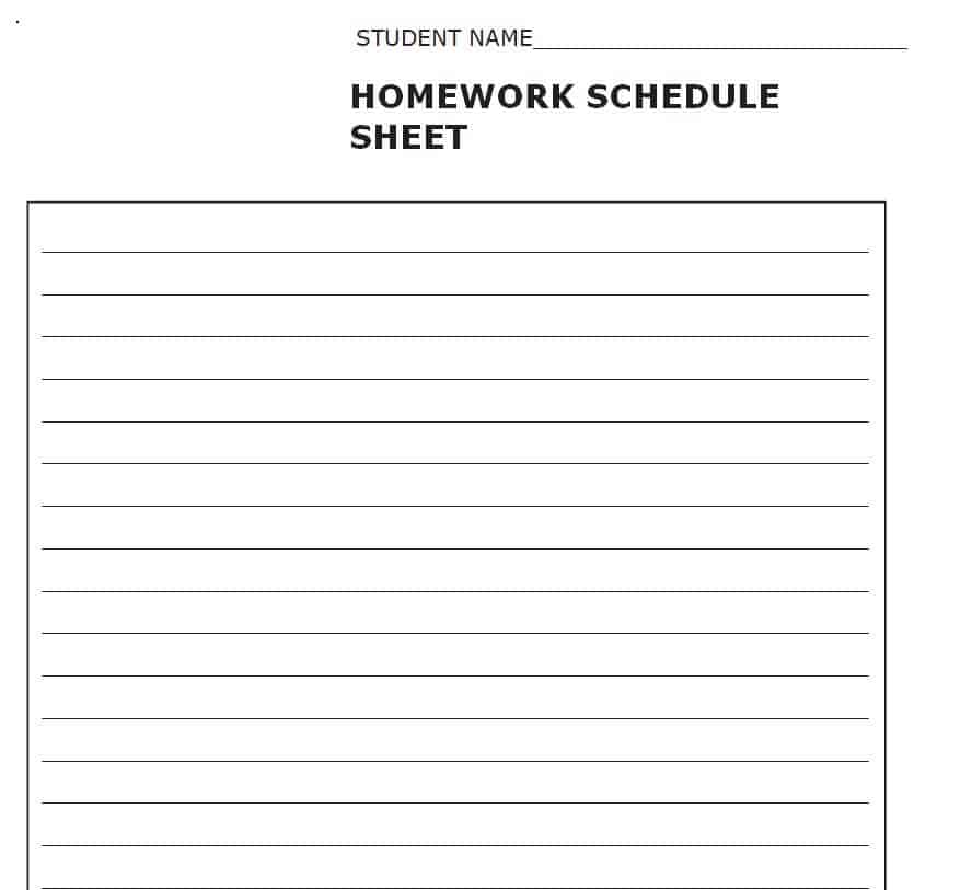 daily homework schedule template