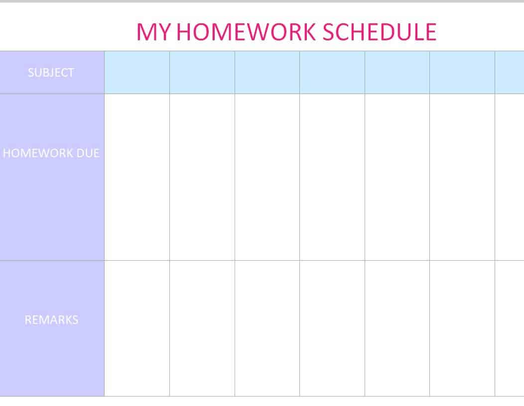 weekend homework schedule