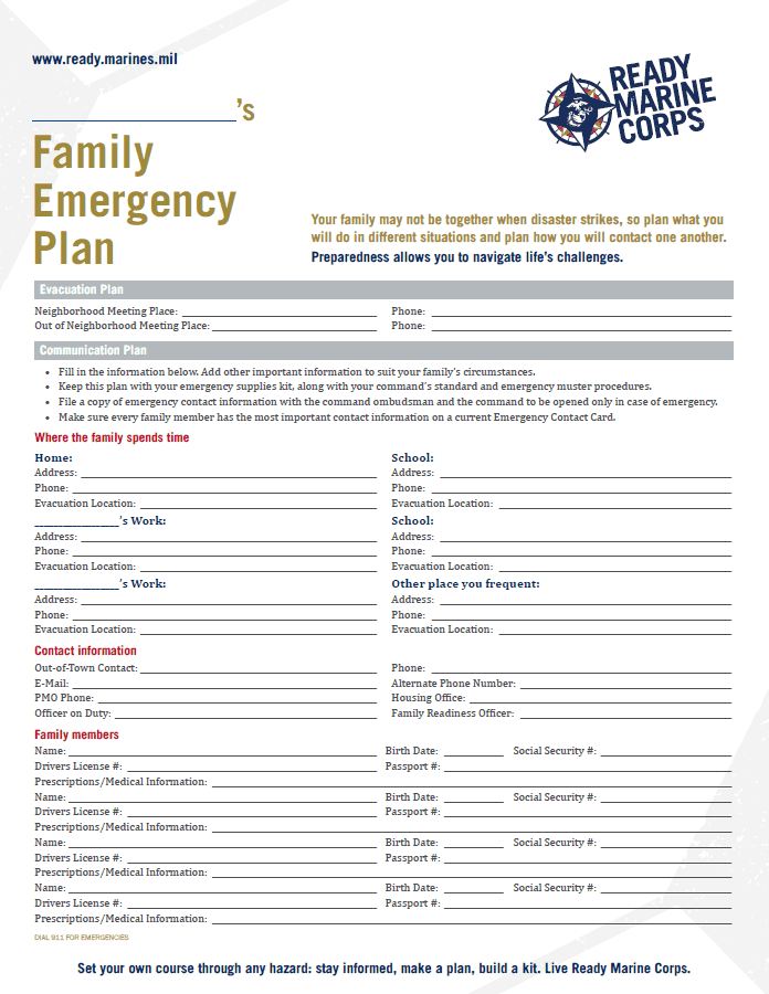 Check Family Emergency Plan Sheets preview