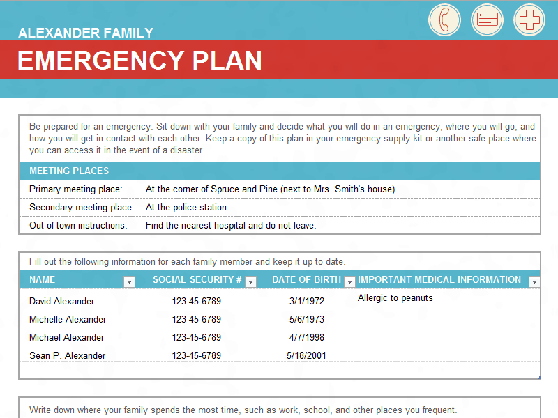 Check Family Emergency Plan Sheets preview